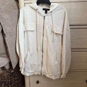 Forever 21 white/off white  Zip-Up Hoodie